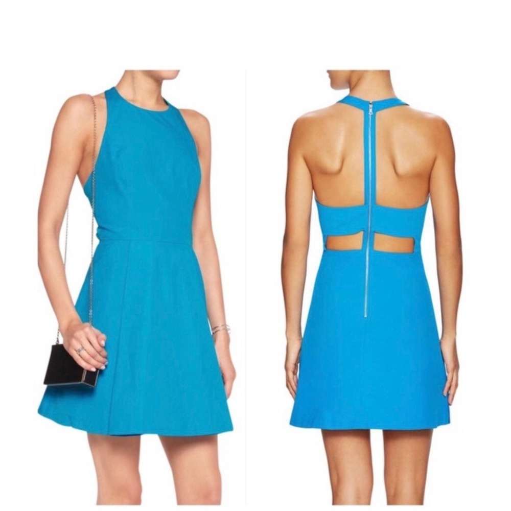 Alice + Olivia Blue Halter Cut Out Back Mini Dress Size 0